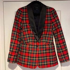 JCrew Parke Blazer in holiday red tartan plaid EUC size 00